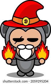vector cartoon character mascot costume animal gorilla cute horror witch holding fire