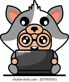 vector cartoon character mascot costume cute pet cat at work
