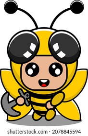 vector cartoon character mascot costume animal bee cute insect throwing anchor
