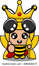vector cartoon character mascot costume animal bee cute insect king