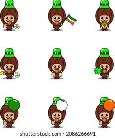 vector cartoon character mascot costume nutmeg vegetable set bundle St patrick's day