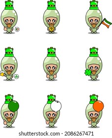 vector cartoon character mascot costume spring onion vegetable set bundle St patrick's day
