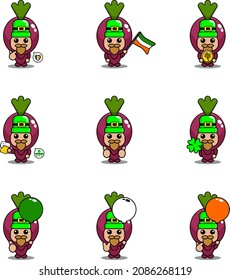 vector cartoon character mascot costume sweet potato vegetable set bundle St patrick's day