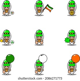 vector cartoon character mascot costume garlic vegetable set bundle St patrick's day