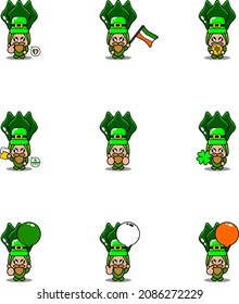 vector cartoon character mascot costume lettuce vegetable set bundle St patrick's day