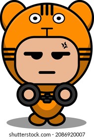vector cartoon character mascot costume animal predator cute tiger hand in handcuffs