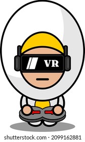 vector cartoon character mascot costume cute boiled egg food playing virtual reality game