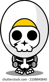 vector cartoon character mascot costume human skull food cute boiled egg