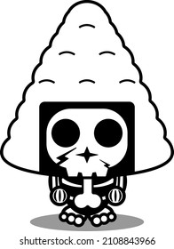 vector cartoon character mascot costume human skull cute onigiri food