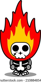 vector cartoon character mascot costume human skull cute fire element