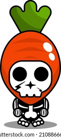 vector cartoon character mascot costume human skull vegetable cute carrot