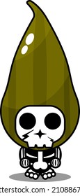 vector cartoon character mascot costume human skull vegetable cute cardamom