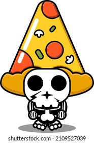 vector cartoon character mascot costume human skull food cute triangle pizza
