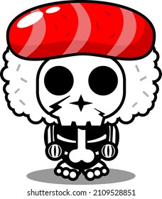vector cartoon character mascot costume human skull cute sushi food