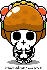 vector cartoon character mascot costume human skull cute taco food