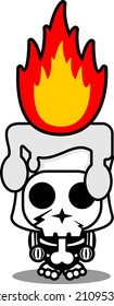 vector cartoon character mascot costume human skull candle light cute