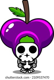 personaje de caricatura vectorial disfraz de mascota calavera humana uvas adorables fruta