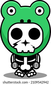 vector cartoon character mascot costume man cute frog animal skull