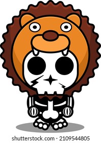 vector cartoon character mascot costume human skull animal cute lion