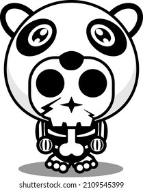 Vector Cartoon Character Mascot Costume Human Skull Cute Animal Panda