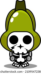 vector cartoon character mascot costume human skull vegetable cute chayote