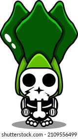vector cartoon character mascot costume human skull vegetable cute lettuce