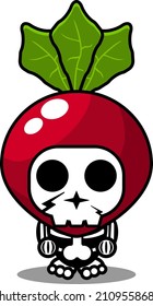 vector cartoon character mascot costume human skull vegetable radish cute
