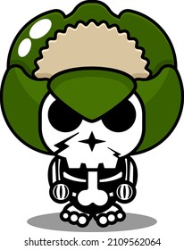 vector cartoon character mascot costume human skull vegetable cute cauliflower