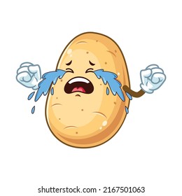 vector cartoon, character, and mascot of a crying potato.