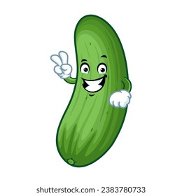 dibujos animados vectoriales, personajes y mascota de un pepino con dos dedos.