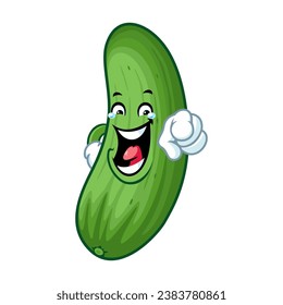 caricatura vectorial, personaje y mascota de un pepino con cara de expresión de risa.