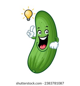 vector cartoon, character, and mascot of a cucumber get an idea.