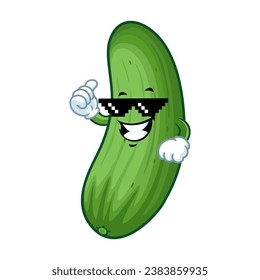 vector cartoon, character, and mascot of a cucumber with thug life style.