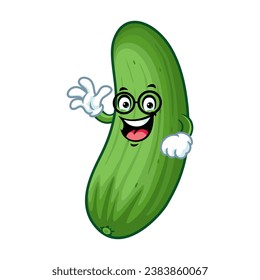 vector cartoon, character, and mascot of a cucumber wearing eyeglasses.