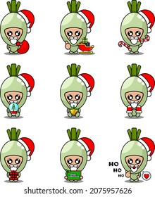 vector cartoon character mascot cute spring onion vegetable costume set christmas bundle