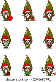 vector cartoon character mascot cute green cardamom vegetable costume set christmas bundle