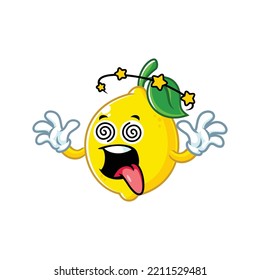 vector cartoon, character, and mascot of a dizzying lemon.