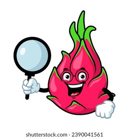 dibujos animados vectoriales, personajes y mascota de una lupa de fruta de dragón.