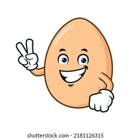 vector cartoon, character, and mascot of an egg with two finger