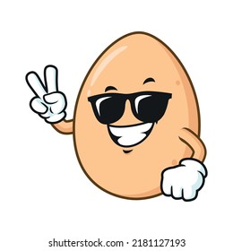 vector cartoon, character, and mascot of an egg wearing black eyeglass.