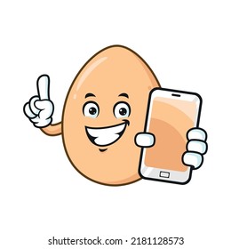 Vektorgrafik, Charakter und Maskottchen eines Eis, das Smartphone hält.