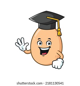 vector cartoon, character, and mascot of an egg wearing graduation hat.