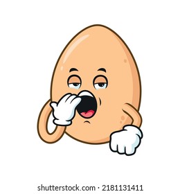 vector cartoon, character, and mascot of an egg with yawning mouth.