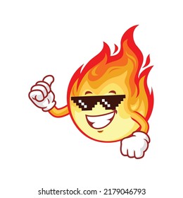 Vector Cartoon, Character, And Mascot Of A Flame Thug Life.