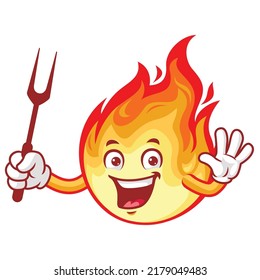 Vektorgrafik, Charakter und Maskottchen einer Flammenhaltergabel.
