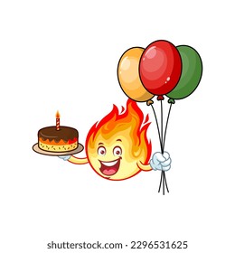 vector cartoon, character, and mascot of a flame birthday party.