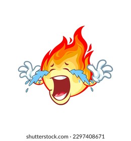 caricatura vectorial, personaje y mascota de una llama con cara de expresión de llanto.