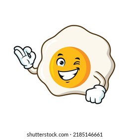 vector cartoon, character, and mascot of a fried egg ok pose.