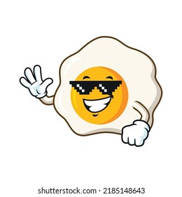 Vector Cartoon, Character, And Mascot Of A Fried Egg Thug Life.