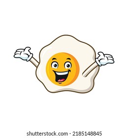 vector cartoon, character, and mascot of a fried egg happy pose.